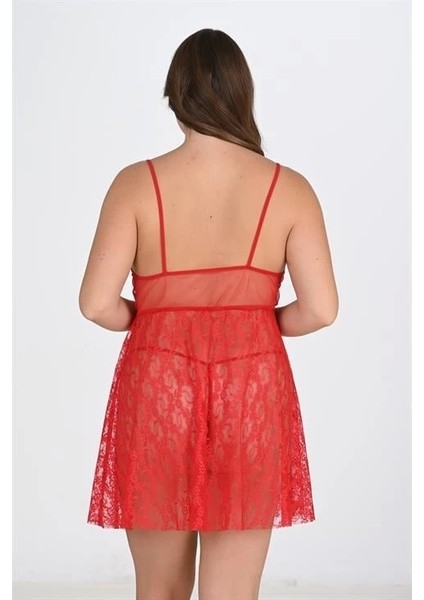 Aria's Closet Büyük Beden Kırmızı Gecelik 3040