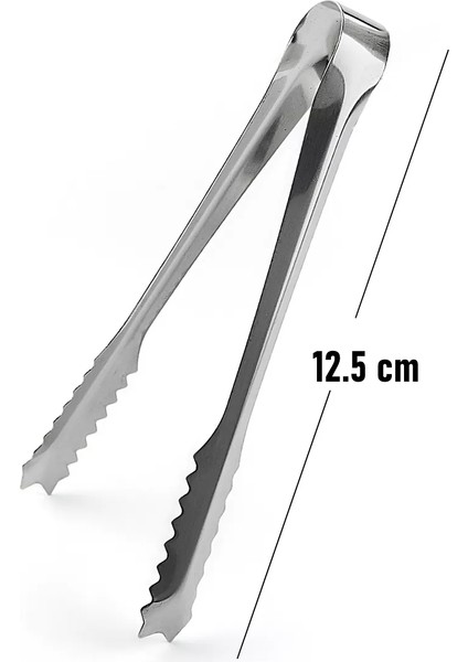 Mini 12.5 cm Buz Maşası - Şeker Limon Maşası Kokteyl Servis Maşası 5 Li Paket 304 Paslanmaz Çelik 721753 fiyatları