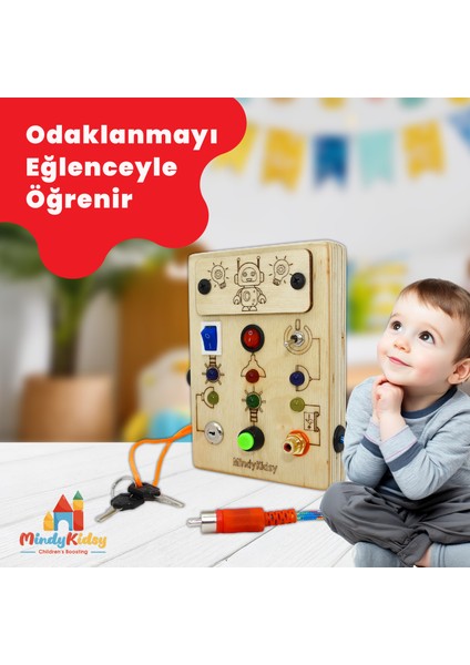 Çocuklar Için Eğitici Ahşap Montessori Mini Işıklı Oyun Panosu - Zeka Geliştirici Oyuncak indirimleri