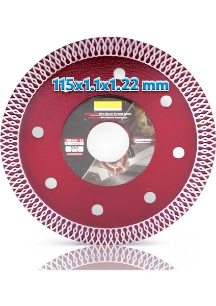 Ultra Ince Hassas Elmas Seramik Mermer Porselen Fayans Granit Sulu Kuru Kesim Kesme 115 mm Disk