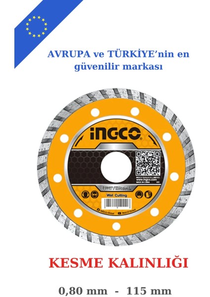 Hassas Fayans Seramik Mermer Kesme Diski Ingco 0,80 mm - 115 mm