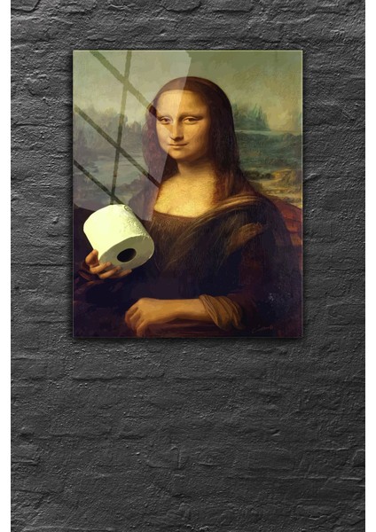 Çok Renkli, Mona Lisa Desenli, Modern Sanat, 4 mm Temperli, Kırılmaz Cam Tablo