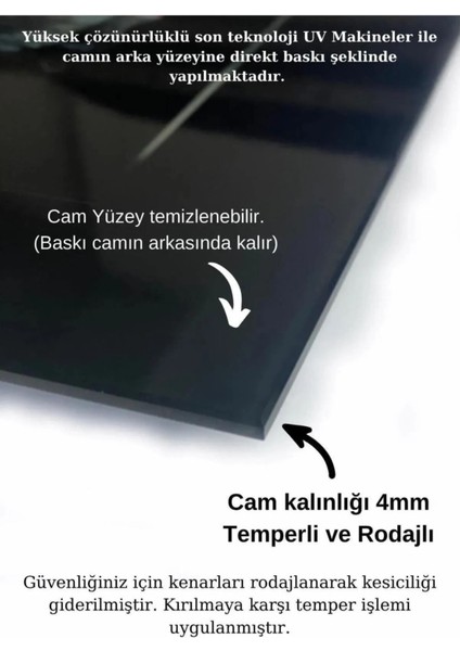 Çok Renkli, Mona Lisa Desenli, Modern Sanat, 4 mm Temperli, Kırılmaz Cam Tablo