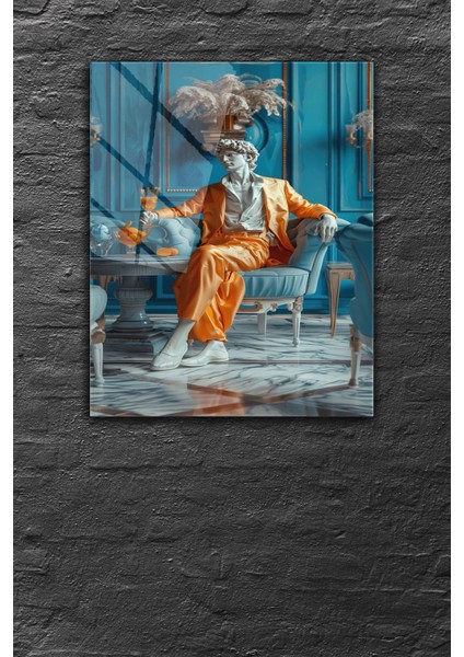 Çok Renkli, Socrates Desenli, Modern Sanat, 4 mm Temperli, Kırılmaz Cam Tablo