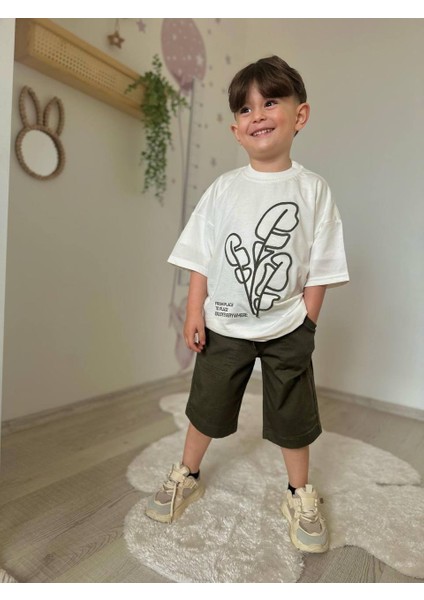 Erkek Çocuk Oversize Baskılı Tişört ve Bol Kesim Şort Takım | Yazlık Kombin