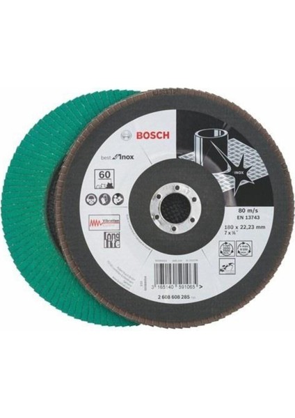 Paslanmaz Inox Flap Zımpara Diski 180 mm 22,23 80 Kum