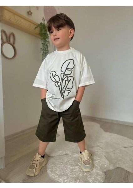Erkek Çocuk Oversize Baskılı Tişört ve Bol Kesim Şort Takım | Yazlık Kombin