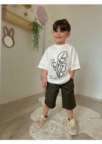 Erkek Çocuk Oversize Baskılı Tişört ve Bol Kesim Şort Takım | Yazlık Kombin fiyatları