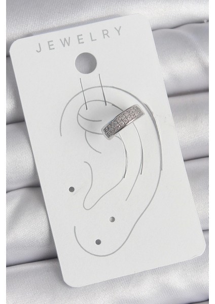 Pirinç Gümüş Renk Zirkon Taşlı Kıkırdak Model Kadın Küpe - TJ-BKP10552 fiyatları