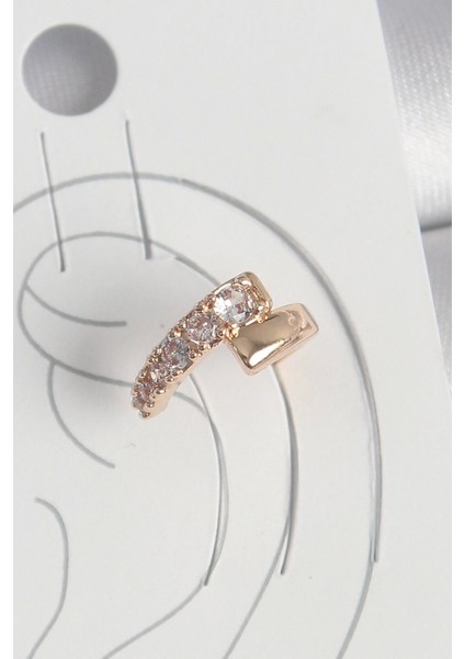 Pirinç Gold Renk Zirkon Taşlı Kadın Kıkırdak Küpe - TJ-BKP10574