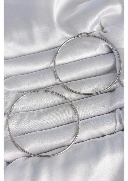 316 Çelik Gümüş Renk 63 mm Halka Model Kadın Küpe - TJ-BKP10518