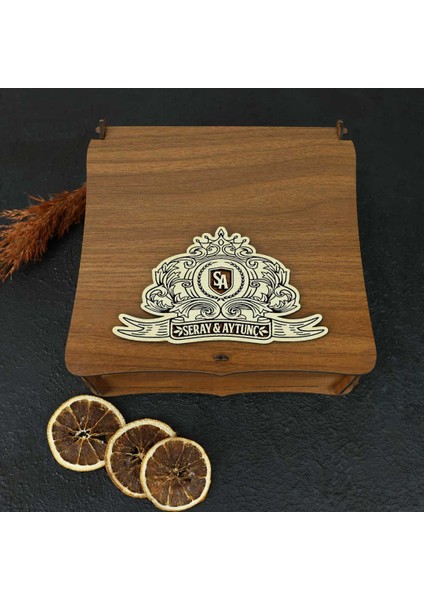 Vintage Tasarımlı Ahşap Kutulu Çiftlere Özel Maşa & Taşlı 2'li Viski Kadehi Seti