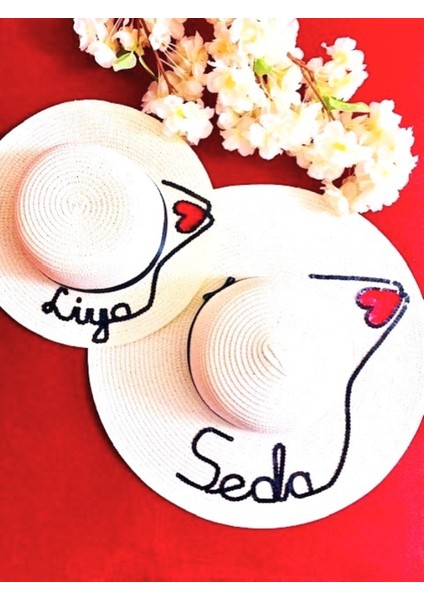 (Isminizi Yazıyoruz) Anne Kız Kombin Hasır Şapka Kadın Çocuk Şapka Plaj Şapkası fiyatları