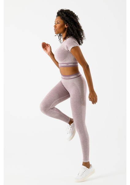 SlimFit Kadın Bisiklet Yaka Kısa Kol Lila Crop Top 811033 modelleri