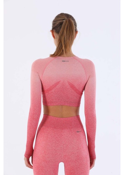 SlimFit Kadın Bisiklet Yaka Uzun Kol Gül Rengi Crop Top 816020 fiyatları