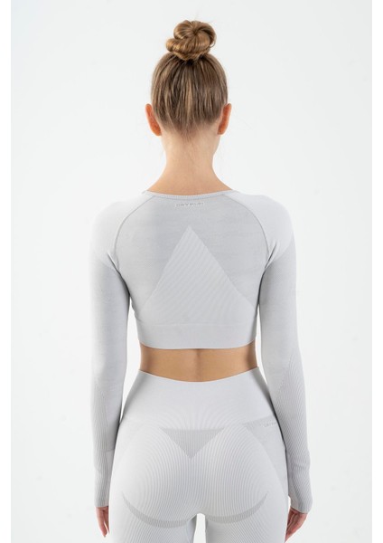 SlimFit Kadın Bisiklet Yaka Uzun Kol Ekru Crop Top 816013 fiyatları