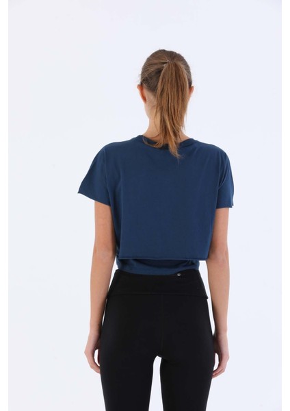 Comfort Kadın Bisiklet Yaka Kısa Kol Navymelanj Crop Top 20868 fiyatları