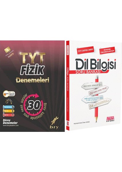 Birey Yayınları Tyt Fizik 30 Deneme ve Akm Dil Bilgisi Soru Bankası Seti 2 Kitap