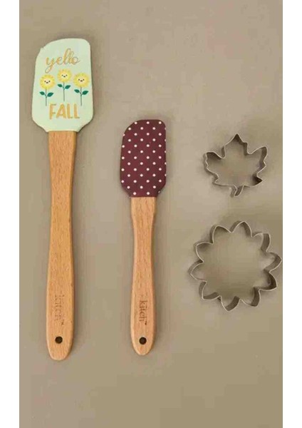 4'lü Kurabiye Kalıplı Silikon Spatula Set