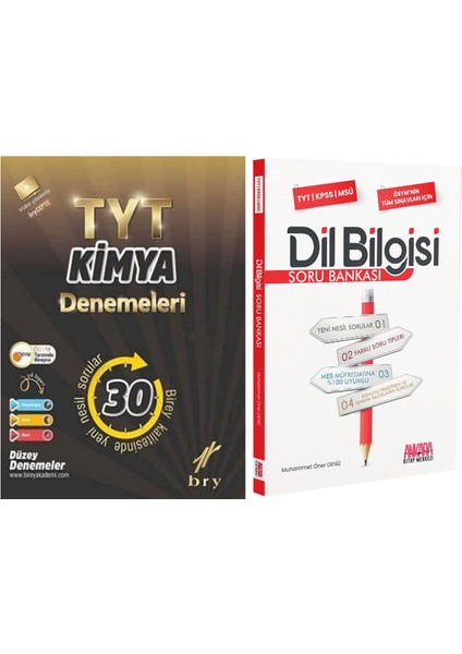 Birey Yayınları Tyt Kimya 30 Deneme ve Akm Dil Bilgisi Soru Bankası Seti 2 Kitap
