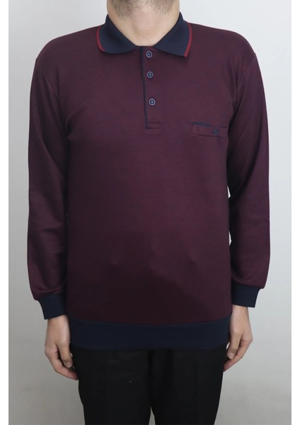 Fistan Store Erkek Çizgili Klasik Kesim Dar Kalıp Polo Yaka Tek Cepli Kışlık Selanik Kazak