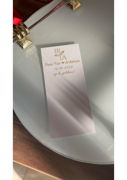 Toka, Mum Kartı ve Masa Kartı Gold Yazılı 5X12 cm 105 Adet - Arletikettasarım