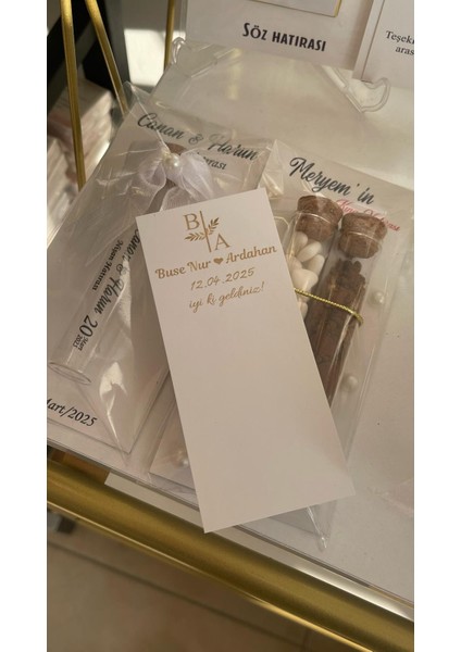 Toka, Mum Kartı ve Masa Kartı Gold Yazılı 5X12 cm 105 Adet - Arletikettasarım