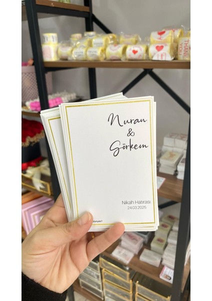 Nikah Hatırası Kartı 9,5X15 cm 49 Adet Söz, Kına, Nişan, Düğün - Arletikettasarım