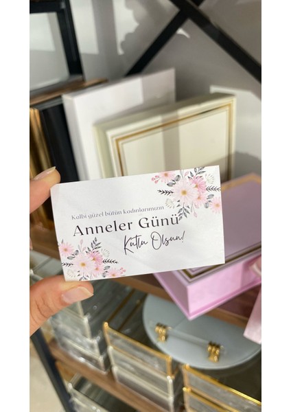 Anneler Günü Teşekkür Kartı 5x8 cm 100 Adet - Arletikettasarım