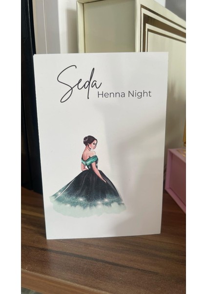 Henna Night Yeşil Elbiseli Gelinlikli Kart 8X12 cm 63 Adet - Arletikettasarım