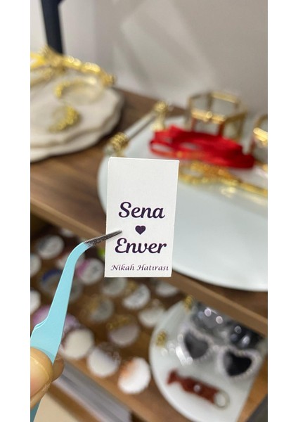 Söz, Kına, Nişan, Düğün Süsleme Kartı 3x5 cm Kraft Renk - 50 Adet - Arletikettasarım