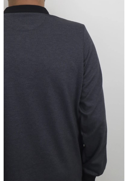 Fistan Store Erkek Ince Çizgili Klasik Rahat Kalıp Polo Yaka Tek Cepli Kışlık Selanik Kazak fırsatları