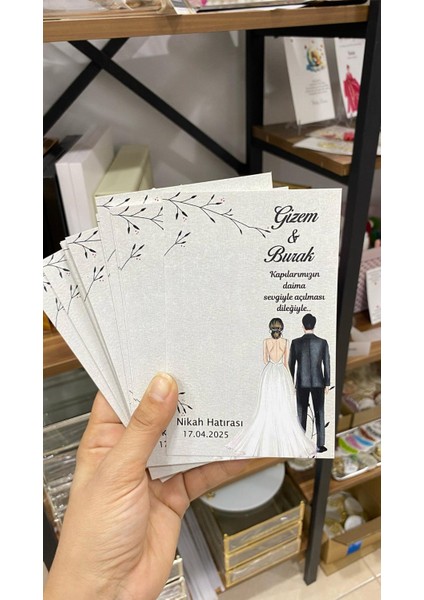 Nikah Hatırası Kartı 9,5X15 cm 49 Adet Söz, Kına, Nişan, Düğün Organizasyon - Butiksosyetik