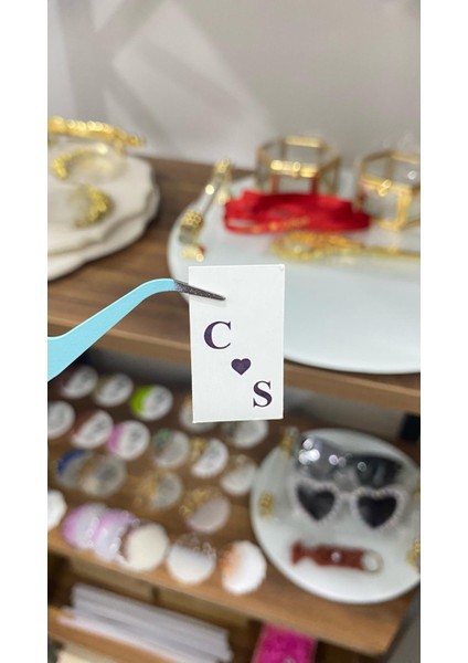 Söz, Kına, Nişan, Düğün Süsleme Kartı 3x5 cm Kraft Renk - 50 Adet - Arletikettasarım
