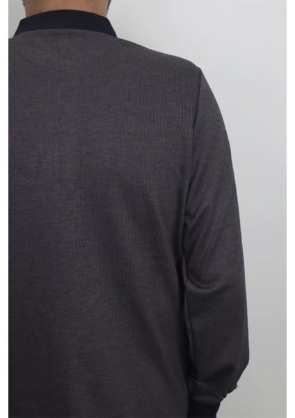 Fistan Store Erkek Ince Çizgili Klasik Rahat Kalıp Polo Yaka Tek Cepli Kışlık Selanik Kazak fırsatları