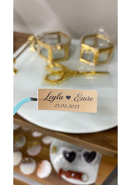Söz, Kına, Nişan, Düğün Süsleme Kartı 2x5 cm Kraft Renk - 50 Adet - Arletikettasarım