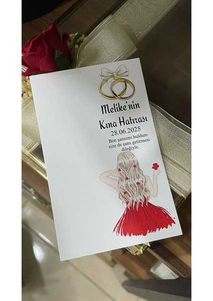 Kına Hatırası Anahtarlık Kartı 9,5X15 cm 49 Adet - Arletikettasarım