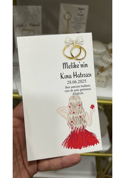 Kına Hatırası Anahtarlık Kartı 9,5X15 cm 49 Adet - Arletikettasarım