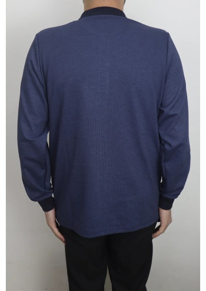 Fistan Store Erkek Ince Çizgili Klasik Rahat Kalıp Polo Yaka Tek Cepli Kışlık Selanik Kazak modelleri