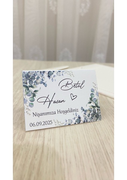 Söz, Kına, Nişan, Düğün Bükmeli Masa Kartı 8X10 cm 25 Adet - Arletikettasarım