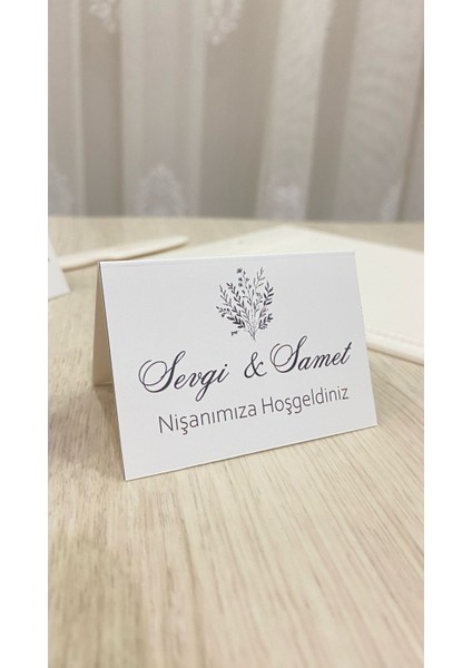 Söz, Kına, Nişan, Düğün Bükmeli Masa Kartı 8X10 cm 25 Adet - Arletikettasarım