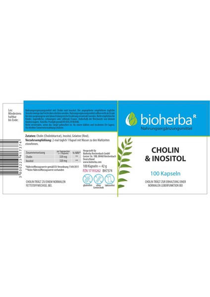 Choline(Kolin) & Inositol 100 Caps