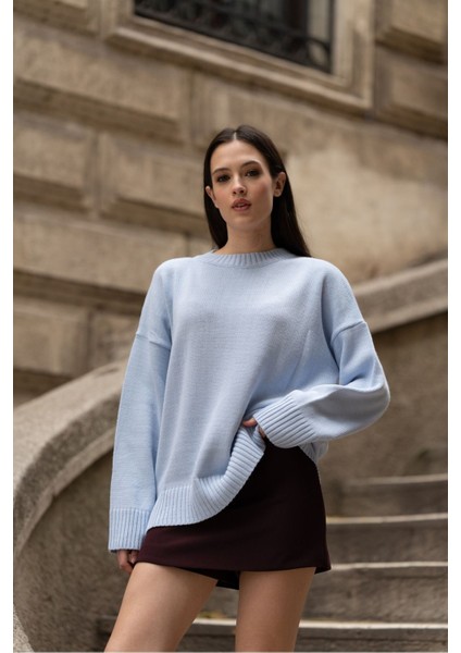 Bisiklet Yaka Oversize Triko Kazak