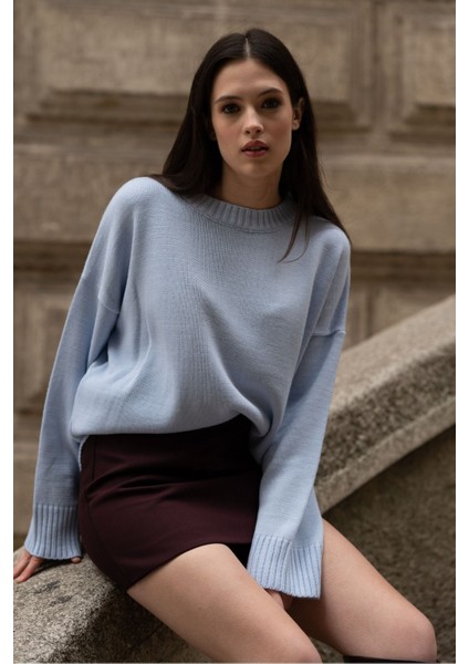Bisiklet Yaka Oversize Triko Kazak