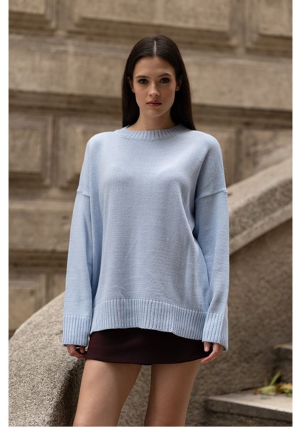 Bisiklet Yaka Oversize Triko Kazak