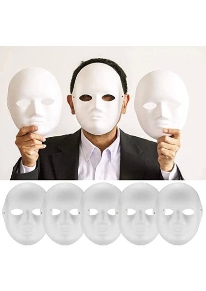 Beyaz Renk Boyanabilir Anonim Tam Yüz Cosplay Maske 24X18 cm