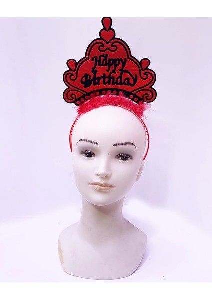 Happy Birthday Neon Kırmızı Doğum Günü Tacı