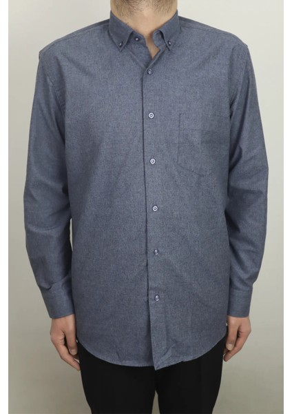 Fistan Store Erkek Düz Klasik Kesim Rahat Kalıp Tek Cepli Kışlık Kaşmir Gömlek