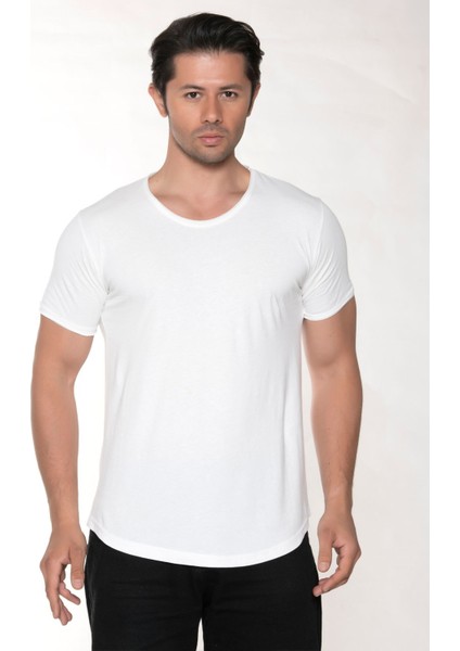 Erkek Geniş Yaka %100 Pamuk Salaş T-Shirt