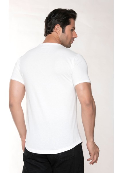 Erkek Geniş Yaka %100 Pamuk Salaş T-Shirt